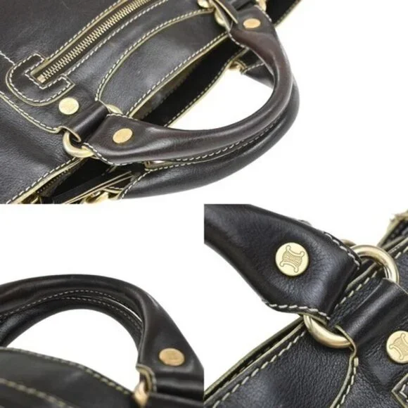 CELINE Logo Boogie Hand Bag Leather Brown GHW Italy 61EG236